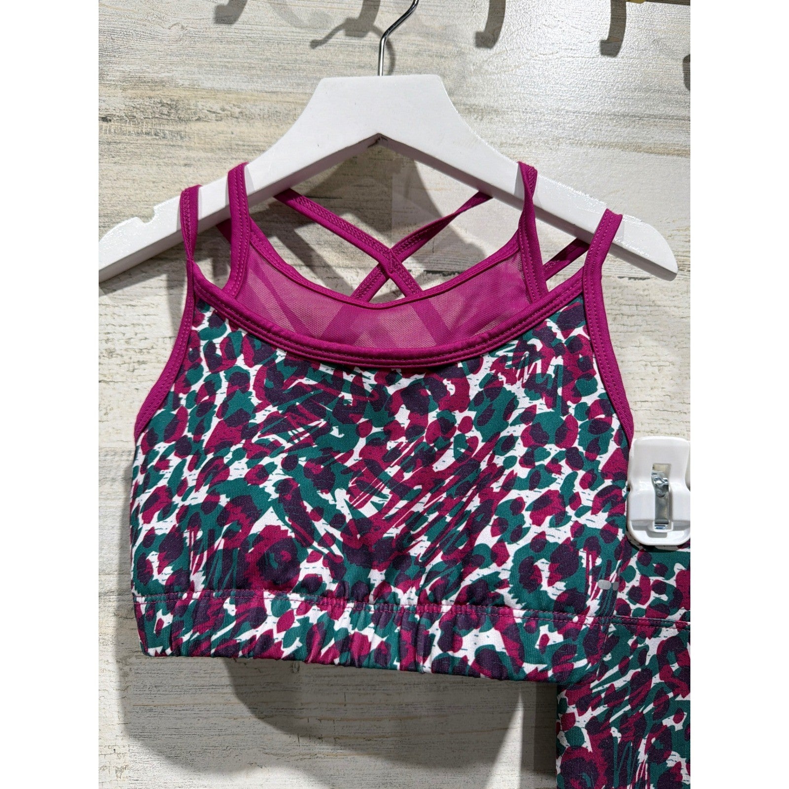 BCG Activewear Set Girls 7 Purple Leopard Print Athletic Core1
