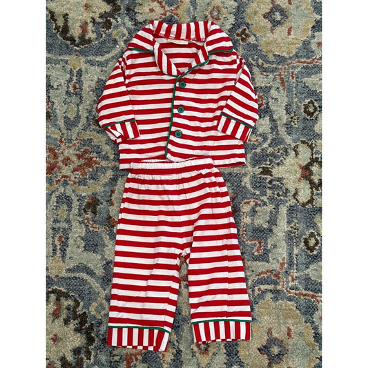Be Mine Pajama Set Kids 3M Red White Striped Holiday Christmas EUC0