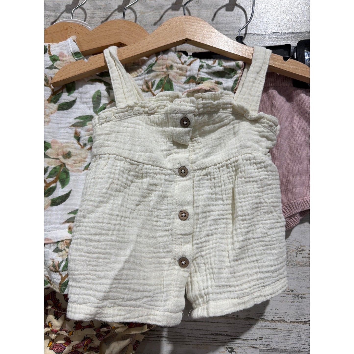 Tea Mud Pie Carter's Bundle Baby Girls 12M  Floral Gauze Boho Earth Neutral1