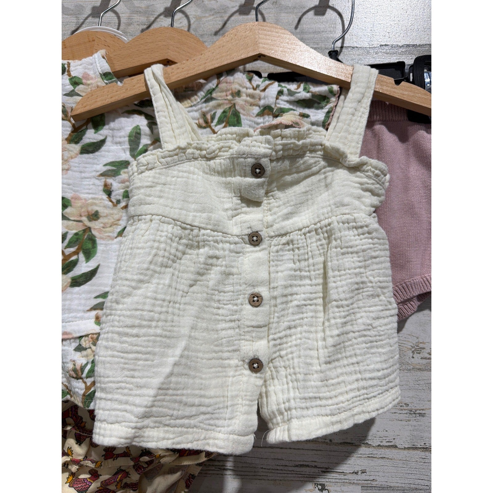 Tea Mud Pie Carter's Bundle Baby Girls 12M  Floral Gauze Boho Earth Neutral1