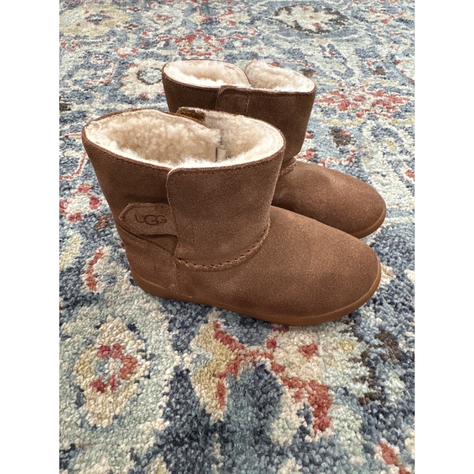 UGG Keelan Boots Toddler 9 Chestnut Brown Suede Shearling Lined2