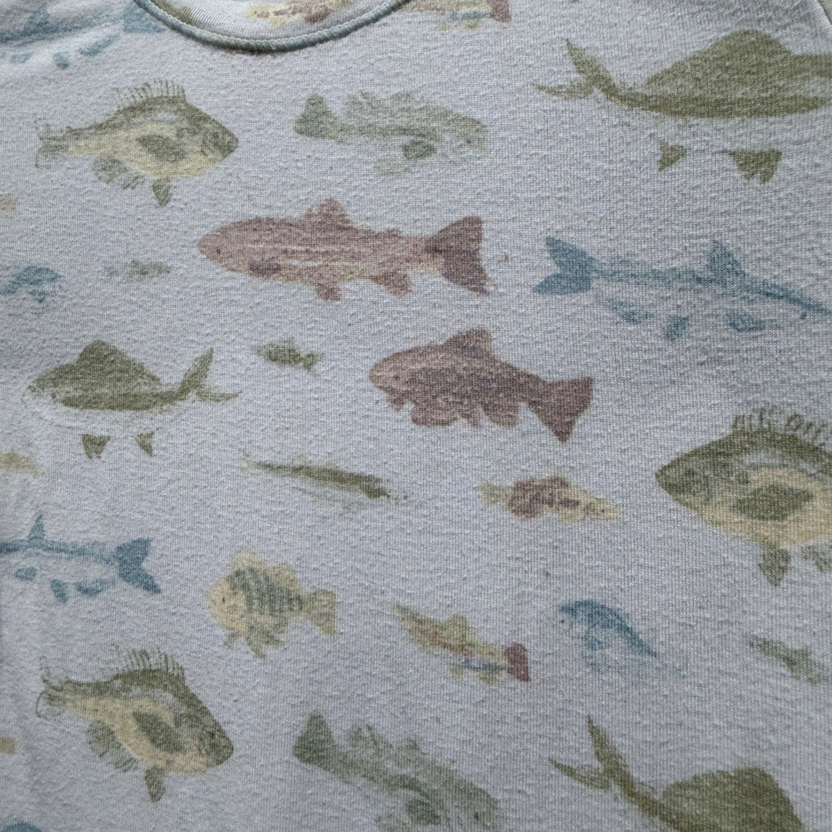 Angel Dear Fish Bamboo Pajama Set Boys 5 Blue Viscose Spandex Flawed*1