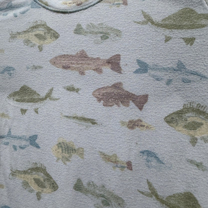 Angel Dear Fish Bamboo Pajama Set Boys 5 Blue Viscose Spandex Flawed*1