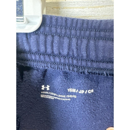 Under Armour Fleece Sweatpants Kids Size Youth Small Navy Blue Logo Joggers GUC3