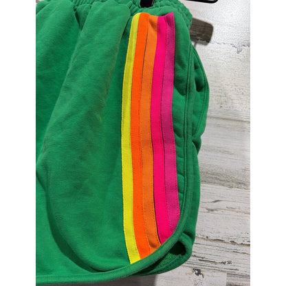 Boutique Striped Shorts Women XL Green Pink Athletic Dolphin Hem GUC*4