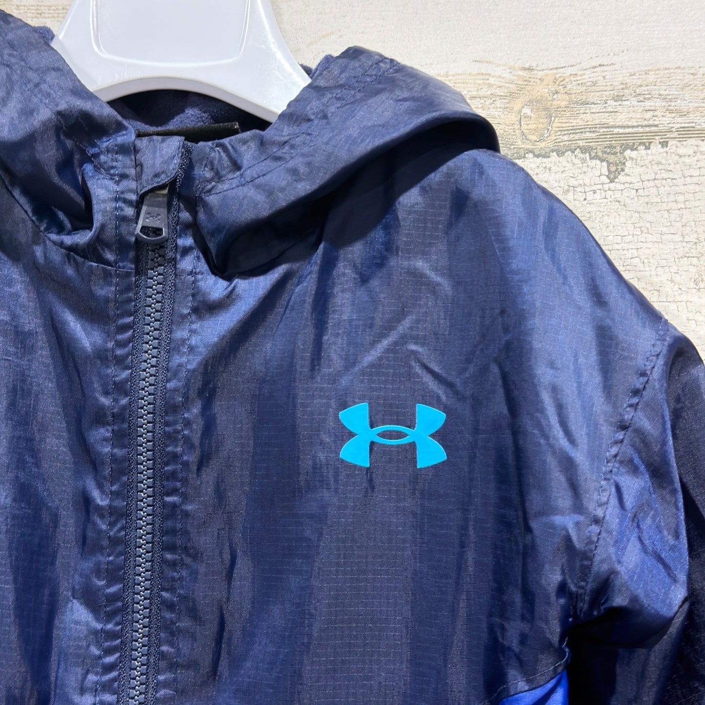 Under Armour Jacket Boys 5 Blue ColdGear Fleece Lined Windbreaker EUC1