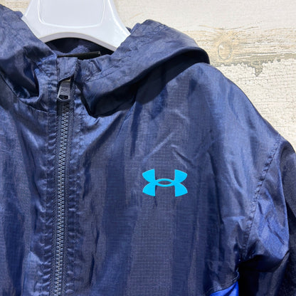 Under Armour Jacket Boys 5 Blue ColdGear Fleece Lined Windbreaker EUC1