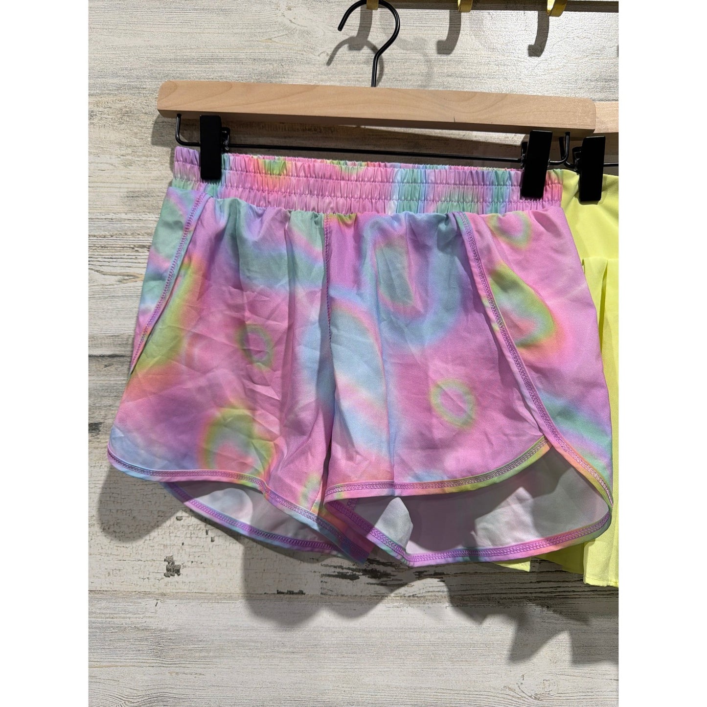 All In Motion Old Navy Shorts Skort Girls L 10/12 Pink Yellow Active EUC1