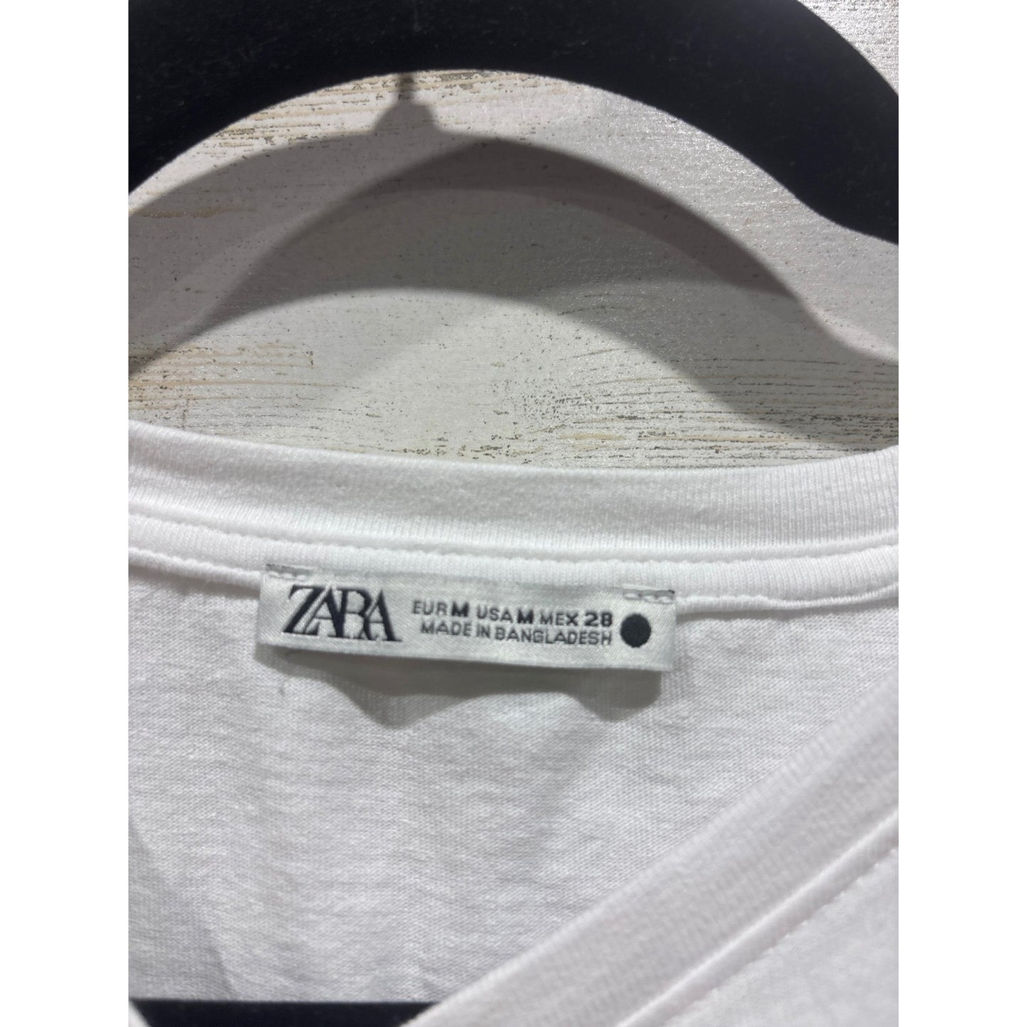 Zara T Shirt Women Medium White Short Sleeve Crewneck Boxy Basic EUC1