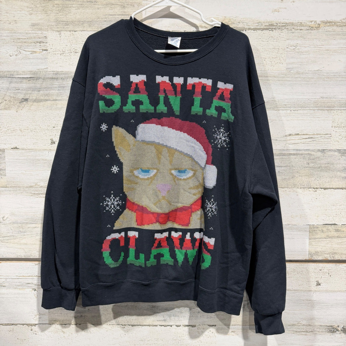 Jerzees Santa Claws Sweatshirt Adult XL Black Cotton Poly Holiday Humor0