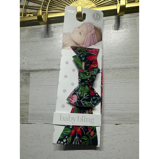 Baby Bling Headband Girls Infant Black Floral Tropical Knot Cottagecore NWT0