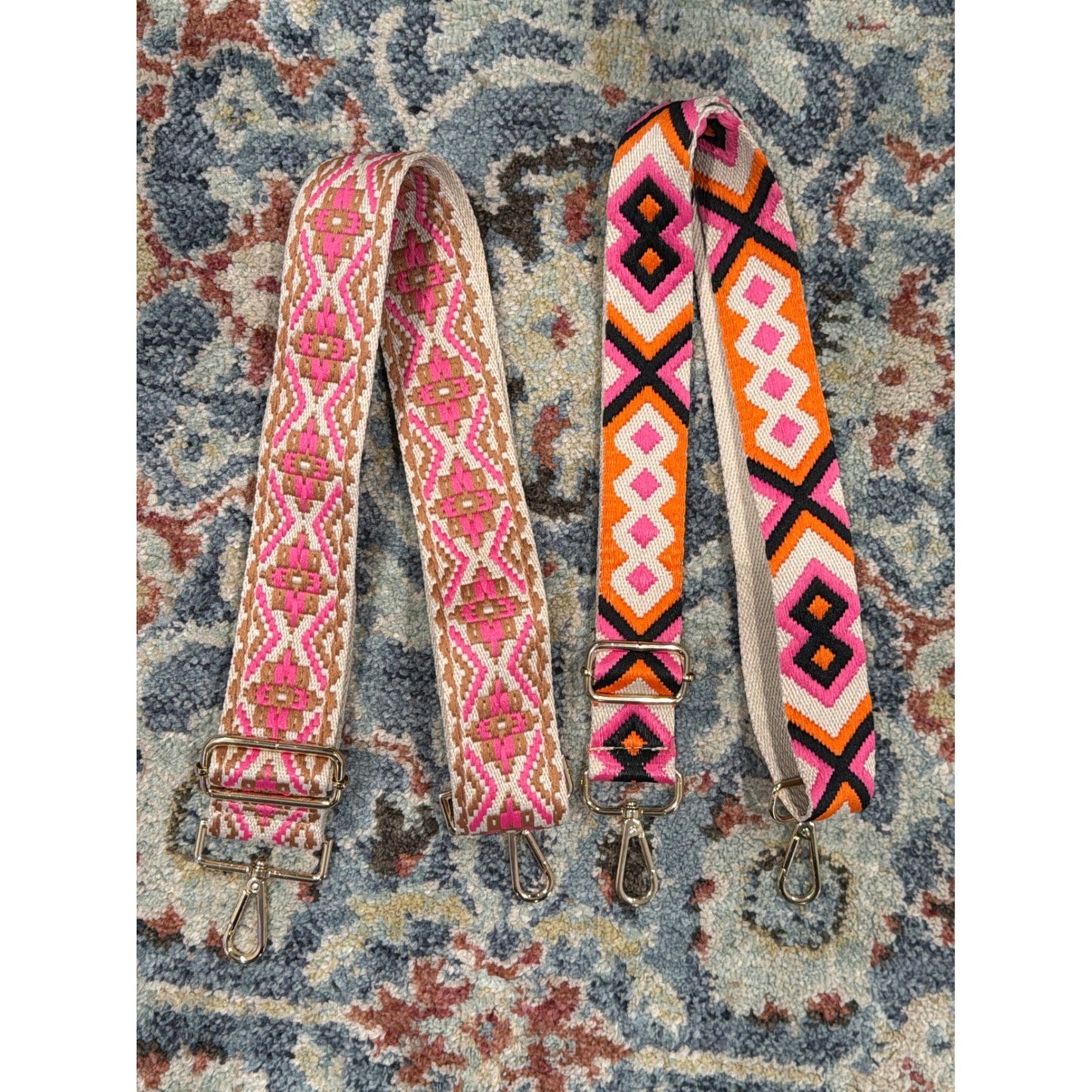 Purse Straps Clip On Adjustable Women Multi Woven Geometric Boho EUC0
