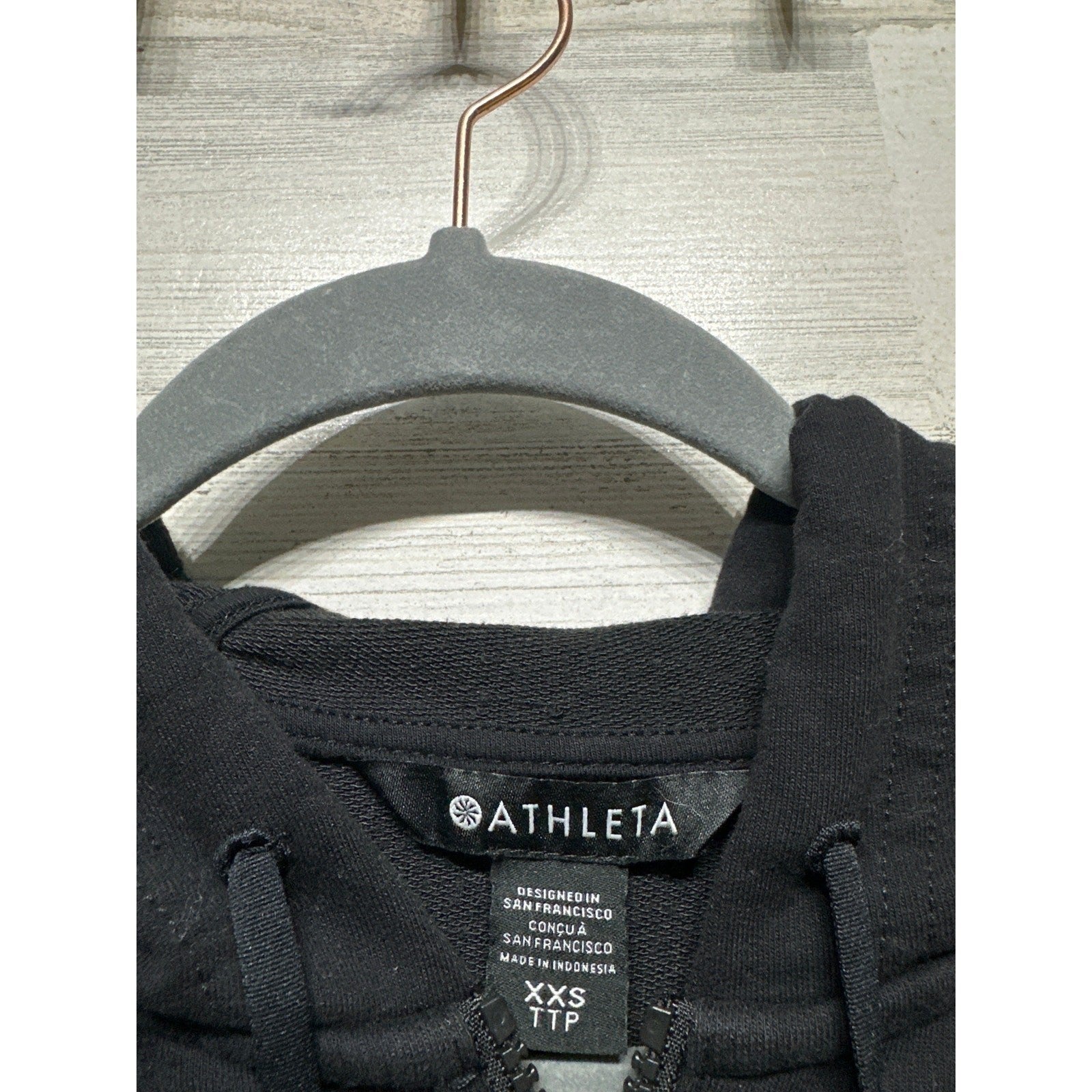 Athleta Coaster Luxe Half Zip Hoodie Womens XXS Black Pullover Sweatshirt EUC1