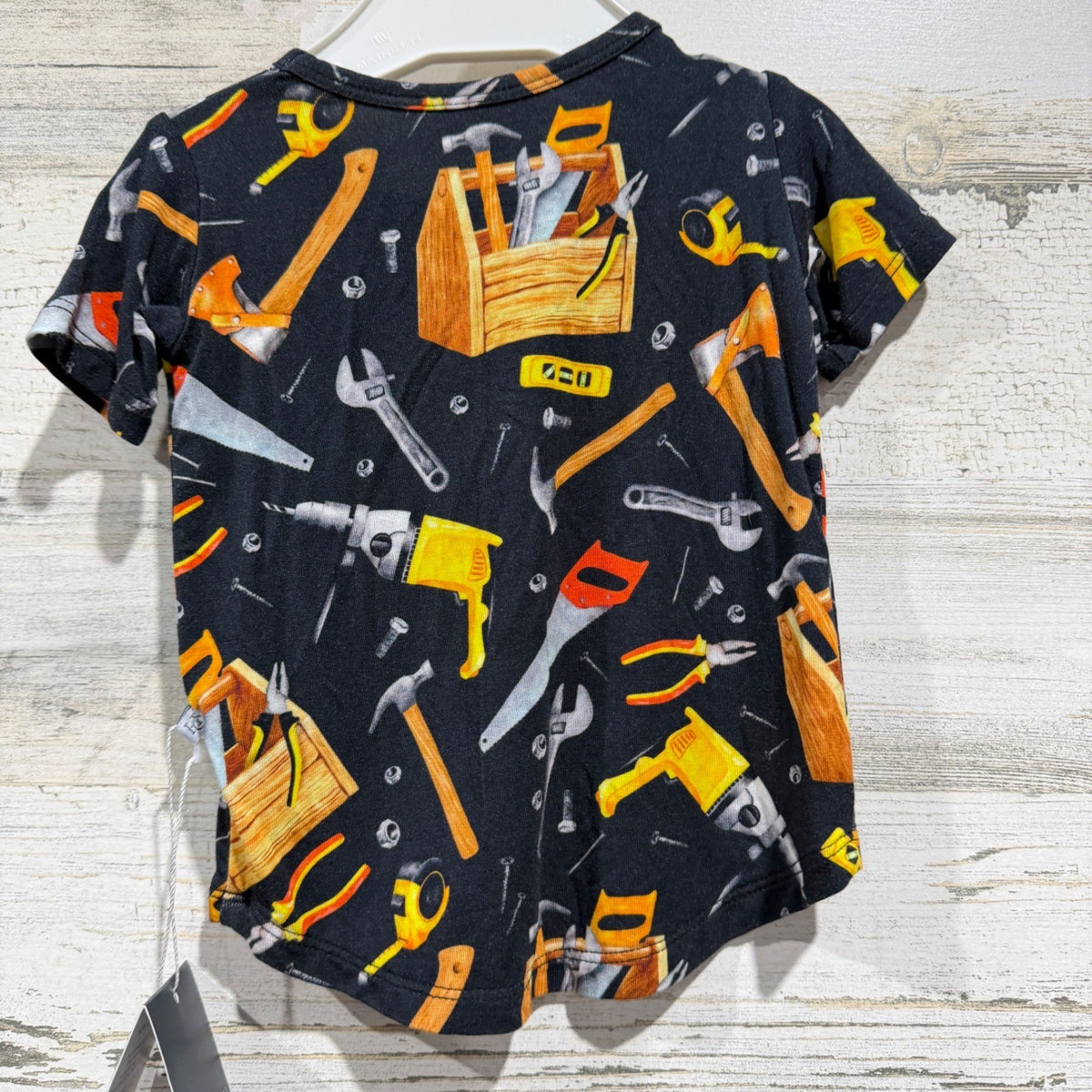 Hanlyn Collective Pocket Tee Boys 6-12M Black Tool Print Construction NWT1