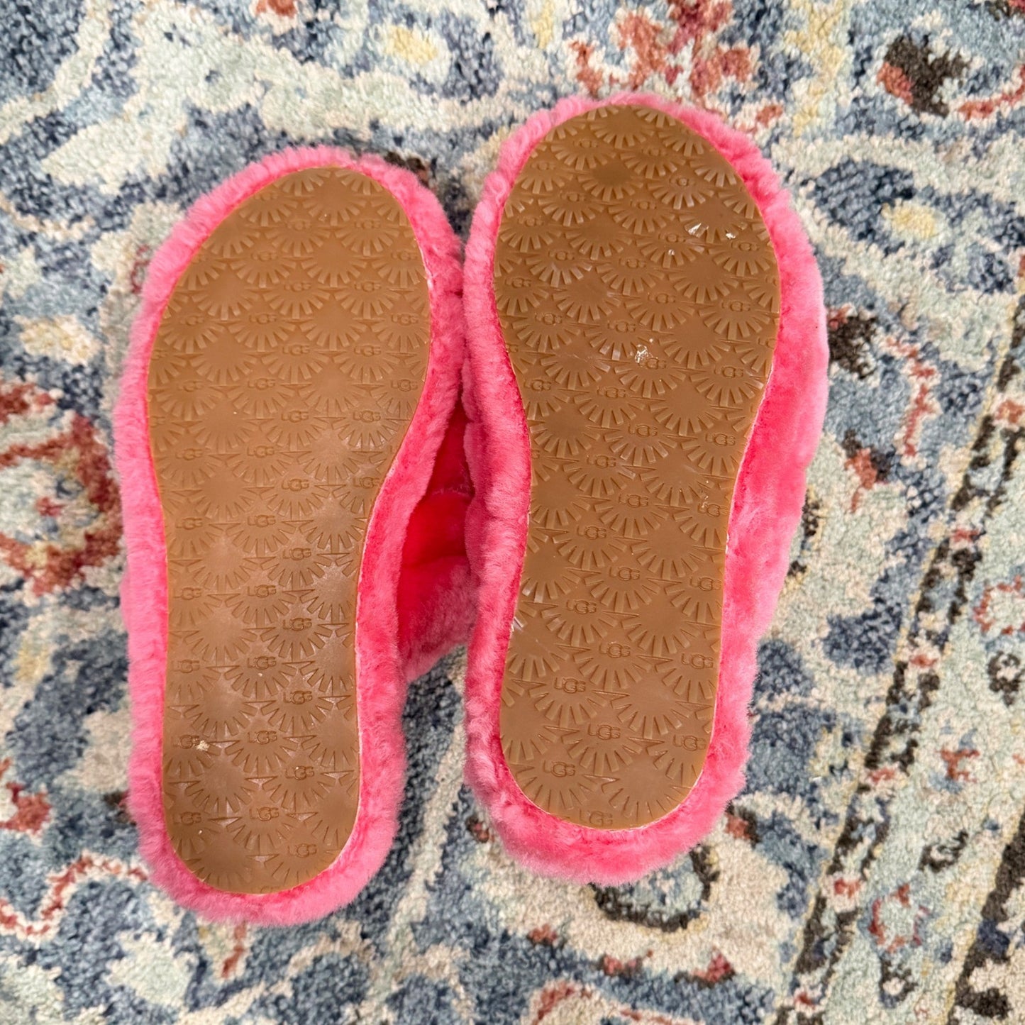 UGG Fluff Yeah Slide Girls Size 4 Pink Faux Fur Slingback Slipper8
