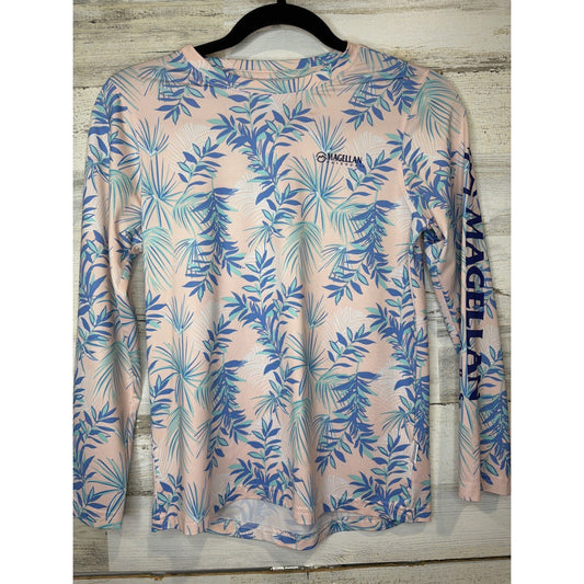 Magellan Rash Guard Girls Size M 8-10 Pink Blue Tropical Fish Gear EUC0