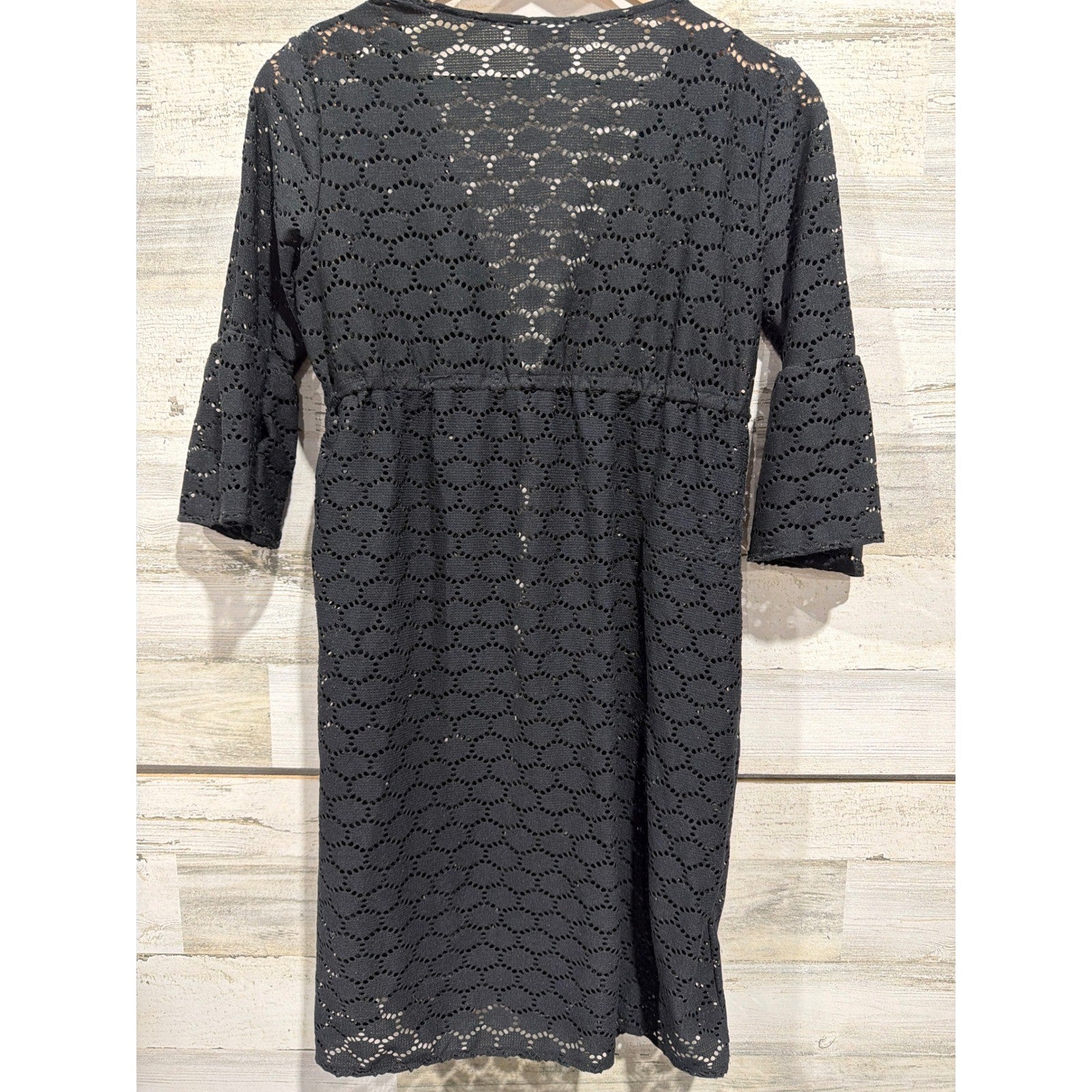 Jantzen Swim Cover-Up Women Small Black Crochet Eyelet Boho Whimsygoth2