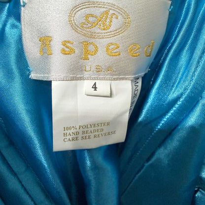 Aspeed Gown Women 4 Teal Black Beaded Sequin Formal Prom Y2K EUC7