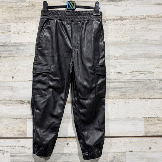 Gap Jogger Kids Size 10 Black Faux Leather Cargo Pants Streetwear NWT0
