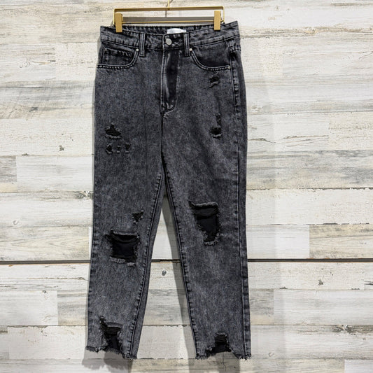Petra 153 Distressed Mom Jeans Womens Size 5/26 Black Cotton Acid Wash Grunge0