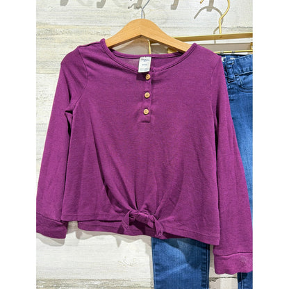 OshKosh Cat & Jack Just Lizzie Girls 4 Pink Purple Floral Vest Shirt Jeans EUC2