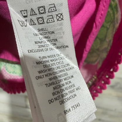 Tommy Bahama Shift Dress Girls 7 Pink Green Turtle Print Coastal EUC5