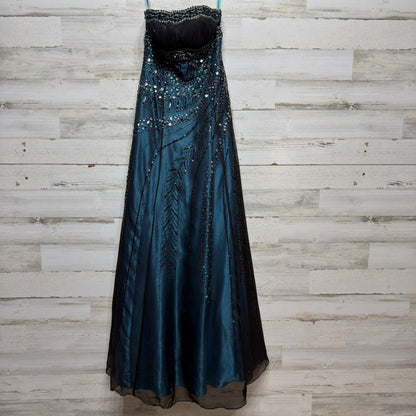 Aspeed Gown Women 4 Teal Black Beaded Sequin Formal Prom Y2K EUC1
