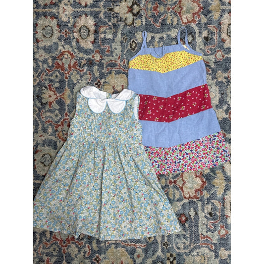Floral Dress Lot Girls 4T / 4 Blue Red Yellow Patchwork0
