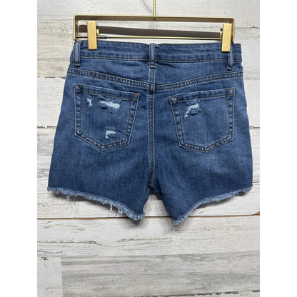 Tractr Denim Shorts Girls 14 Blue Distressed Raw Hem EUC2