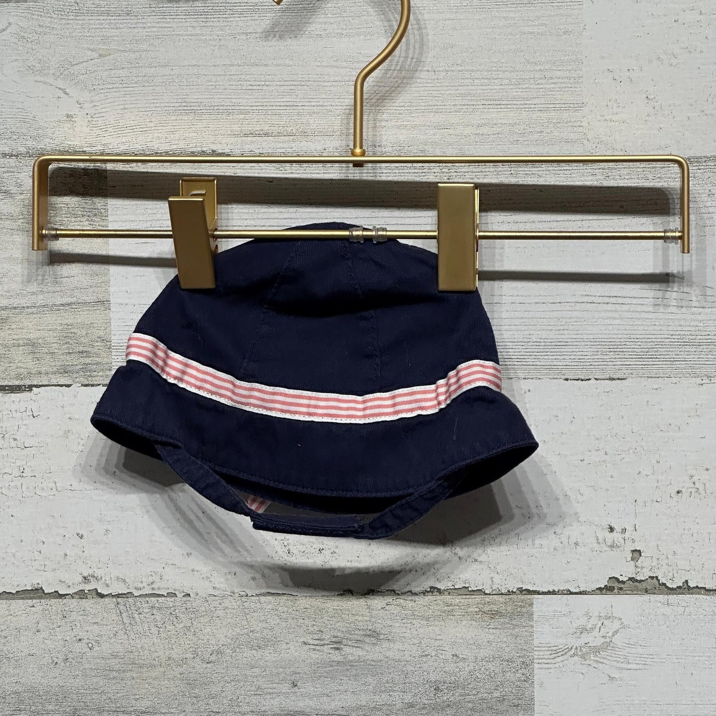 Janie and Jack Bucket Hat Girls 3-6m Navy Blue Striped Bow EUC1
