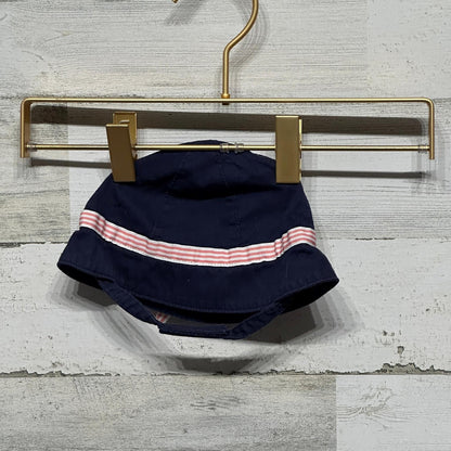 Janie and Jack Bucket Hat Girls 3-6m Navy Blue Striped Bow EUC1