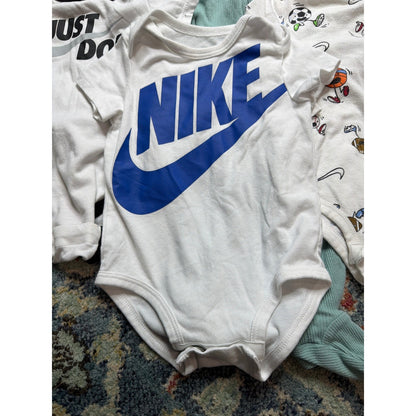 Nike Romper Bodysuit Bundle Boys 6M 9M Gray White Teal Sporty Athleisure GUC1
