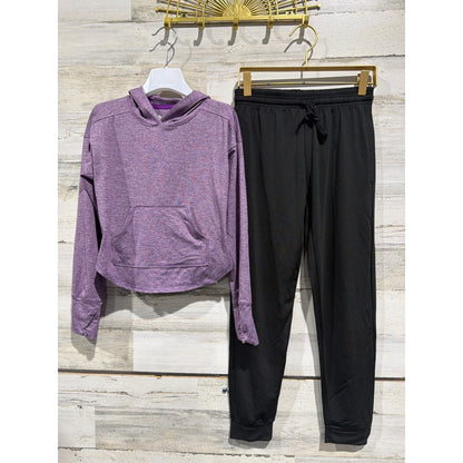 All In Motion Hoodie Real Essentials Joggers Girls M Purple Black Athletic EUC0