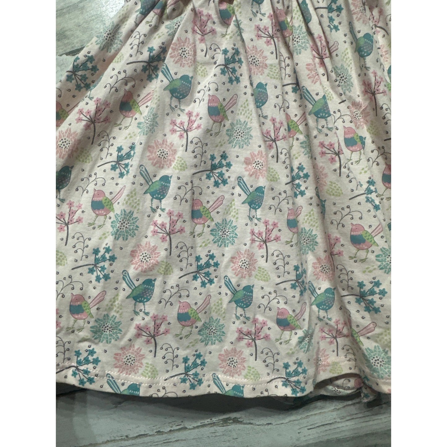 Feather Baby Dress Set Girls 6-9M Pink Bird Smocked Pima Cotton NWT1
