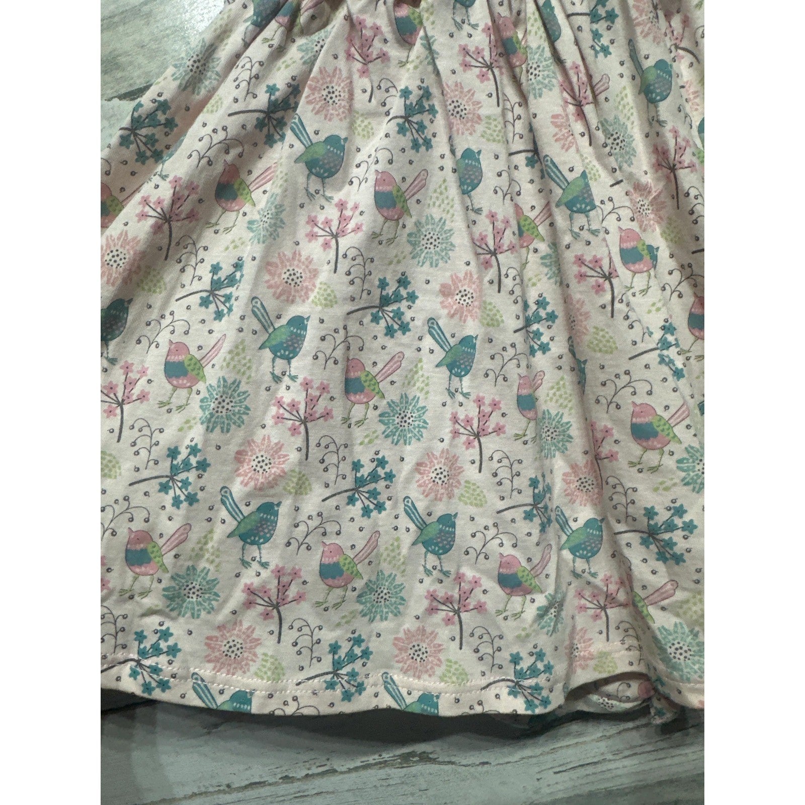 Feather Baby Dress Set Girls 6-9M Pink Bird Smocked Pima Cotton NWT1