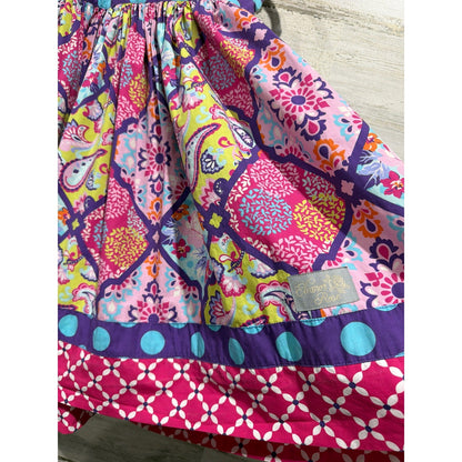 Eleanor Rose Dress Girls 7/8 Pink Purple Mixed Print Whimsical Boho2