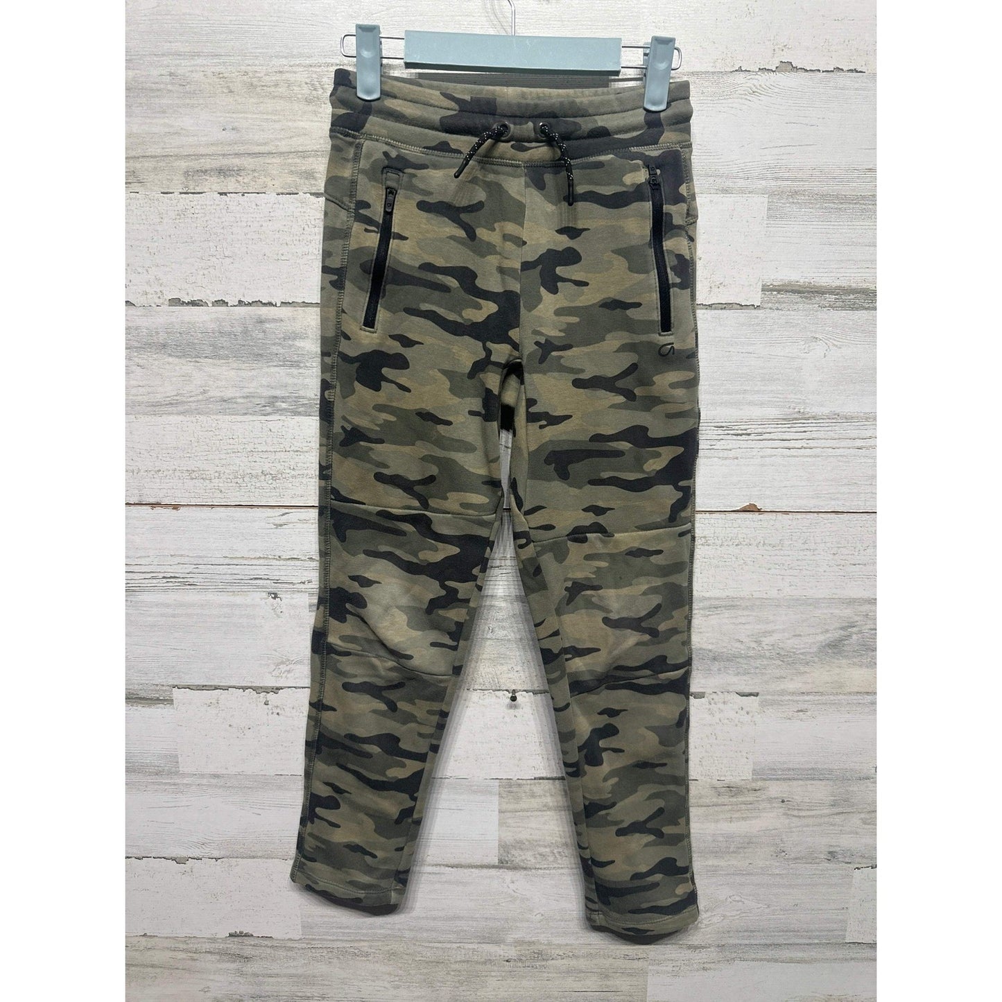 GapFit Joggers Boys 10 Green Camo Tech Fleece Zip Pockets EUC0