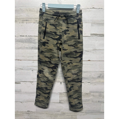 GapFit Joggers Boys 10 Green Camo Tech Fleece Zip Pockets EUC0