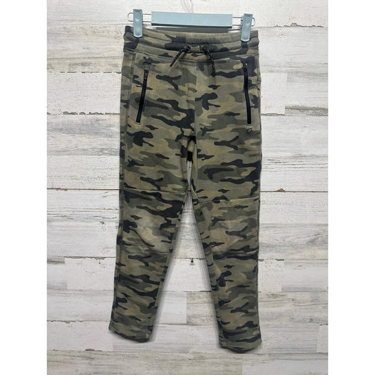 GapFit Joggers Boys 10 Green Camo Tech Fleece Zip Pockets EUC0