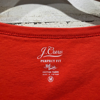 J.Crew Perfect Fit T-Shirt Women Medium Orange 100% Cotton Classic *Flawed1