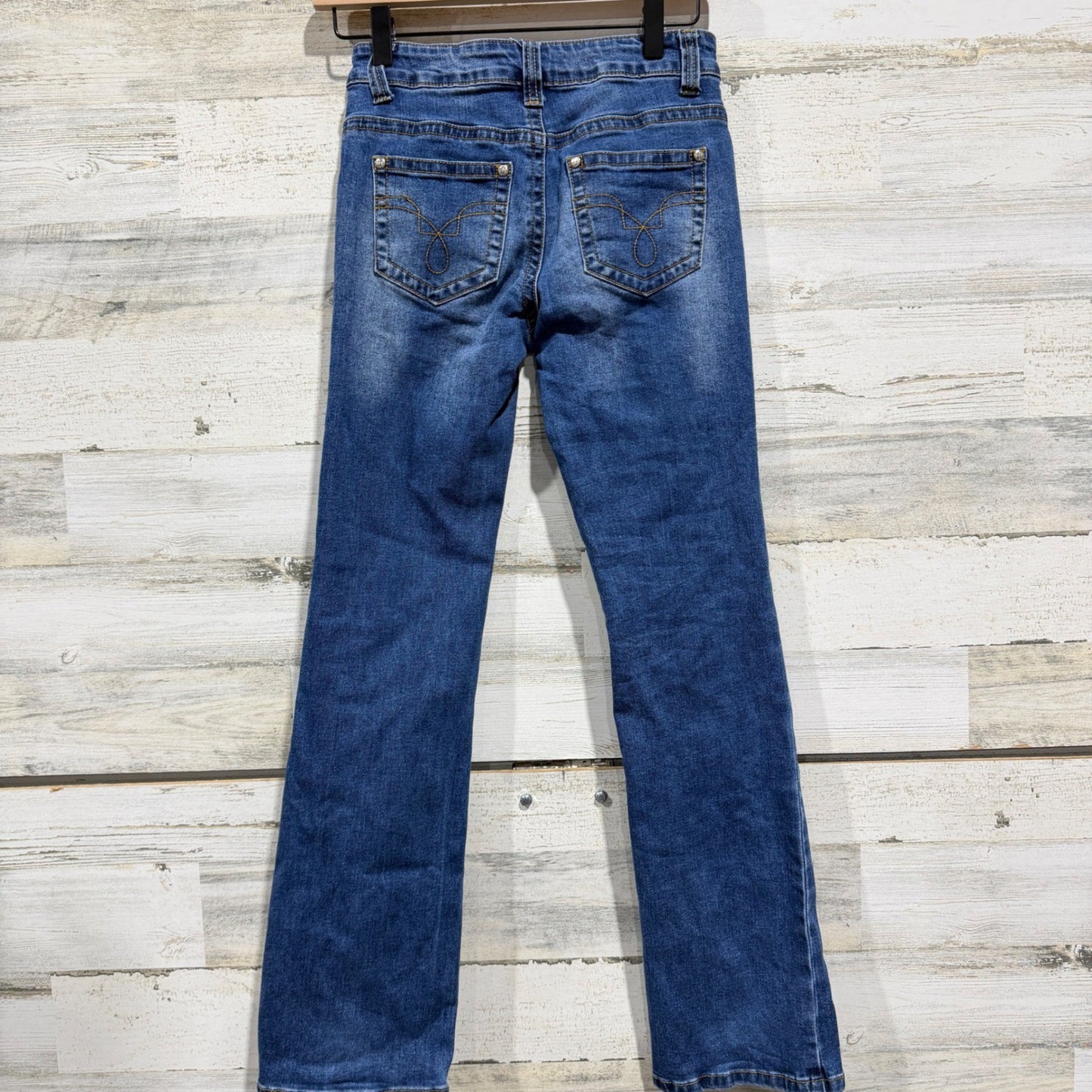 Rockin G Jeans Girls 12 Blue Bootcut Stretch Western Cowgirl EUC2
