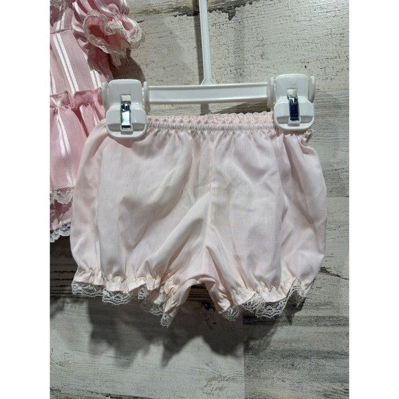 Vintage Dress Lot Girls 0-3M Pink White Lace Ruffle Floral Coquette *Flaws7