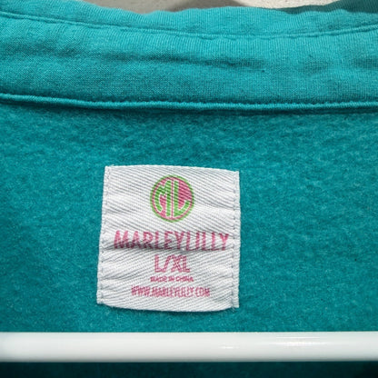 Marley Lilly Sweatshirt Women L/XL Teal Puff Sleeve Collared Preppy EUC2