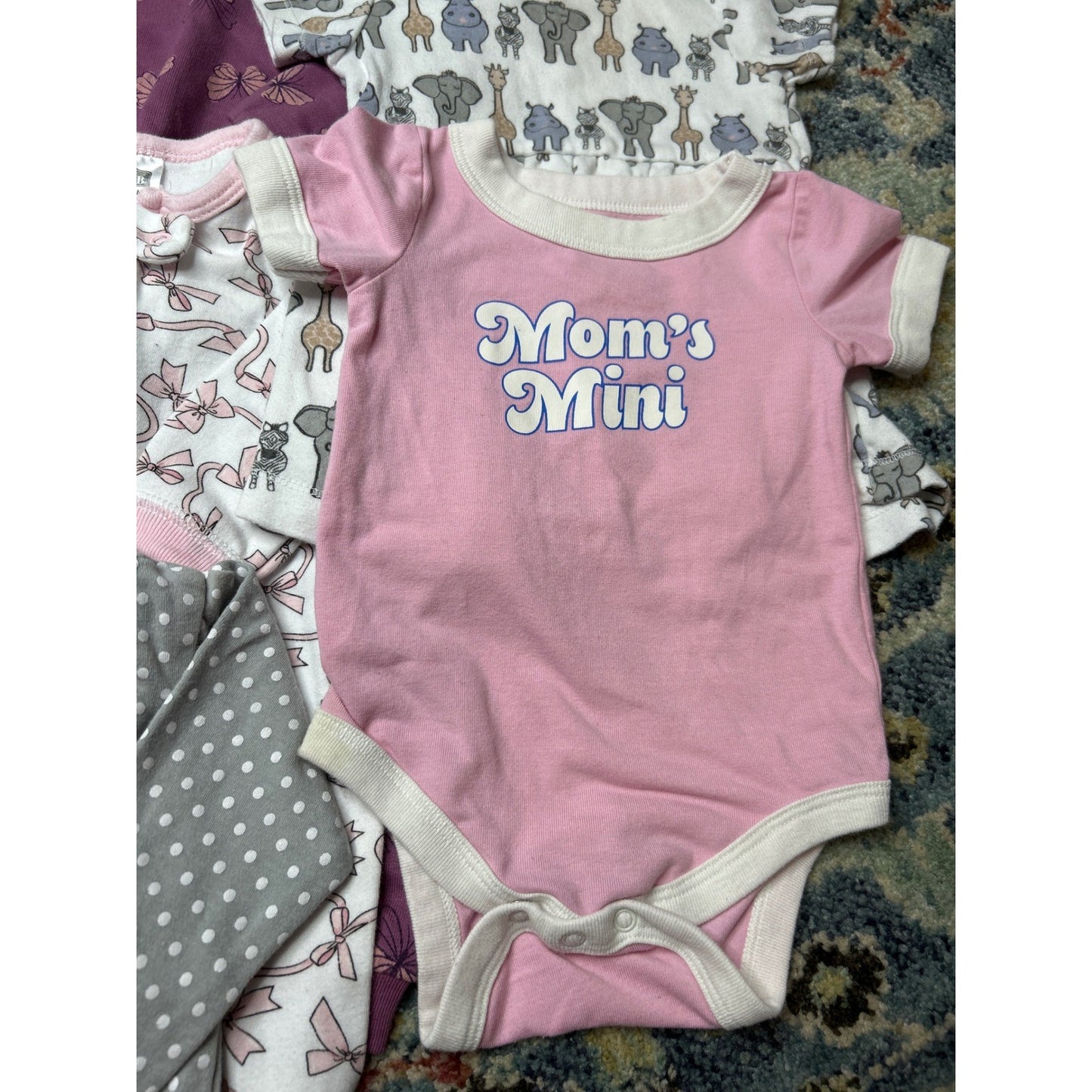 Girls 3-6M Pink Purple Bundle HB Carter's Cat & Jack Bodysuits Sleeper GUC2