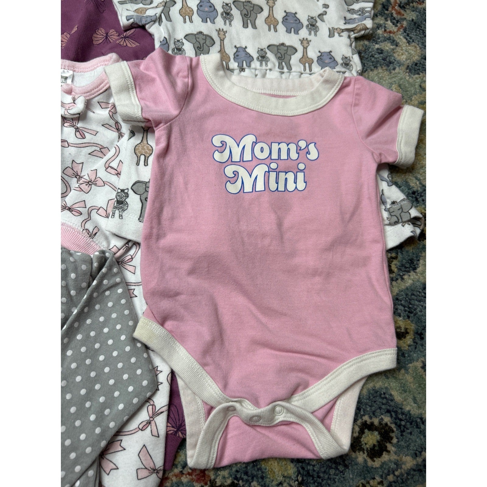 Girls 3-6M Pink Purple Bundle HB Carter's Cat & Jack Bodysuits Sleeper GUC2