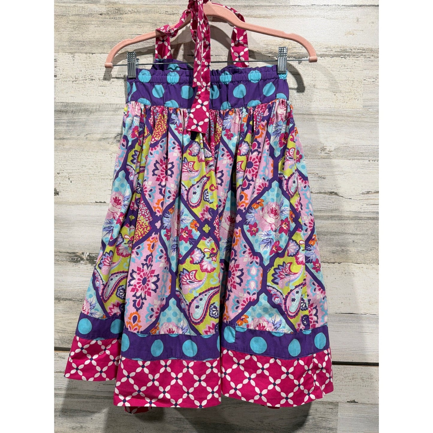 Eleanor Rose Dress Girls 7/8 Pink Purple Mixed Print Whimsical Boho4