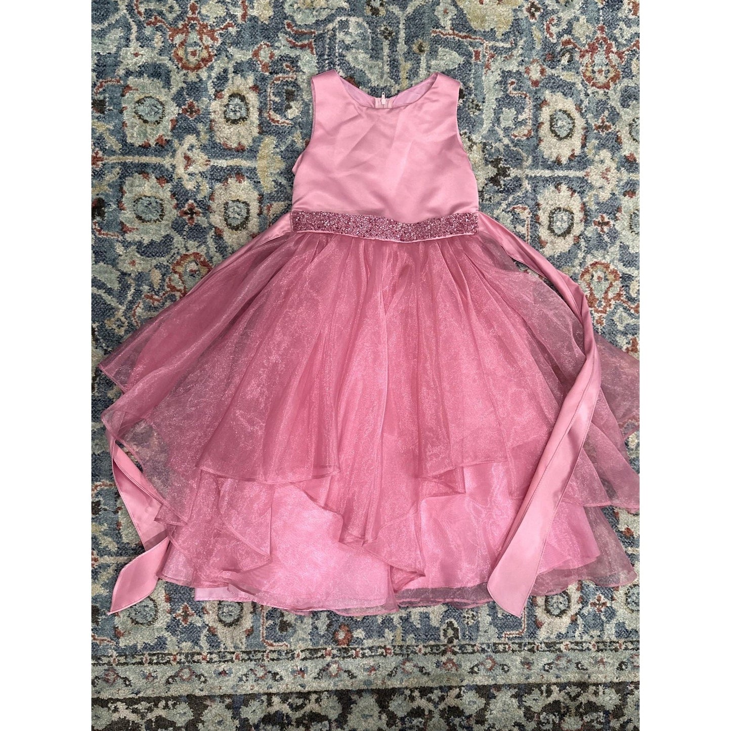 Chic Baby America Special Occasion Formal Dress Girls 6 Pink Tulle Glitter EUC0