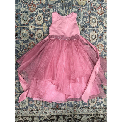Chic Baby America Special Occasion Formal Dress Girls 6 Pink Tulle Glitter EUC0