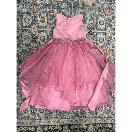 Chic Baby America Special Occasion Formal Dress Girls 6 Pink Tulle Glitter EUC0