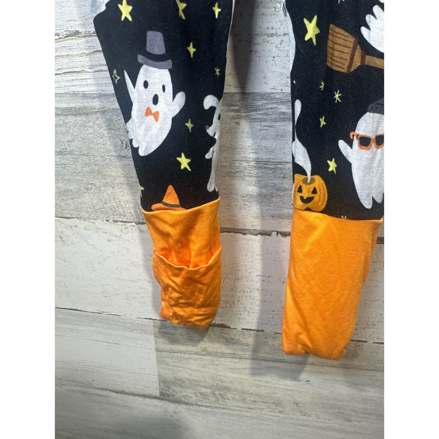 Little Sleepies Zippy Pajamas Kids 18-24M Black Ghost Pumpkin Halloween GUC6